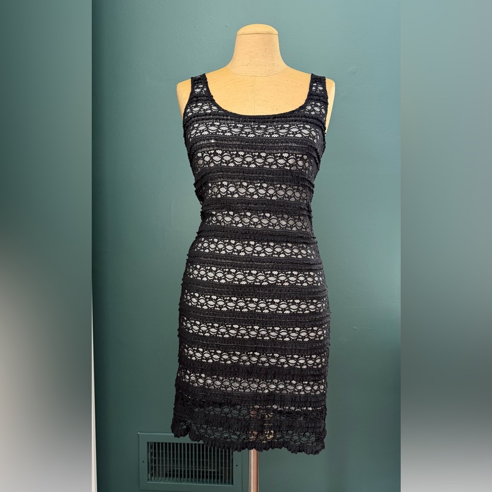 Frenchi Black Lace Overlay Dress